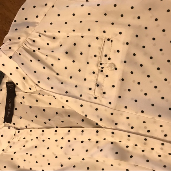 Cream & black silk button up shirt size small. - Picture 3 of 5